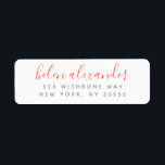 Étiquette Nom du script Adresse de retour de corail personna<br><div class="desc">Ces étiquettes d'adresses de retour modernes et élégantes,  avec écriture manuscrite en corail,  sont une façon merveilleuse de vêtir vos enveloppes dans le style. Une partie d'une collection de Parcel Studios.</div>