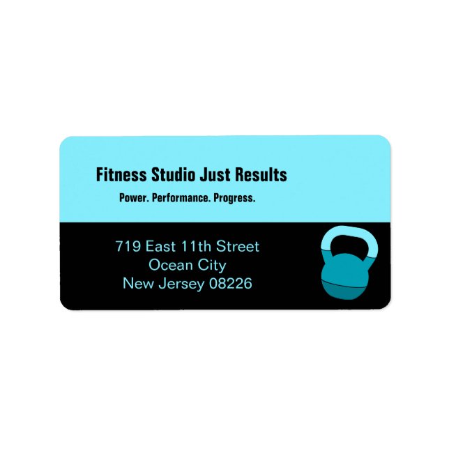 Étiquette Nom du Studio de Fitness Spécialité Kettlebell Adr (Devant)