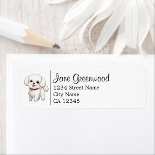 Étiquette Nom et adresse de chien Bichon frisé blanc mignon