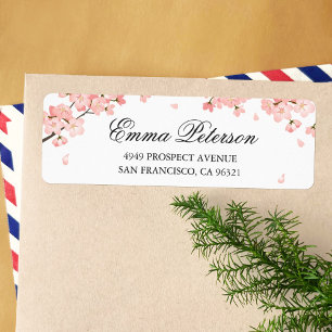 Étiquette Nom et adresse de retour de Pretty Cherry Blossoms