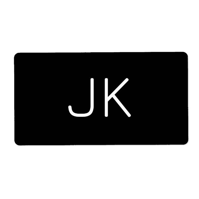 Étiquette Nom initial minimaliste personnalisable (Devant)
