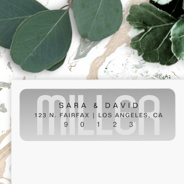 Étiquette Nom moderne avec Ombre gris fondu (Créateur téléchargé)