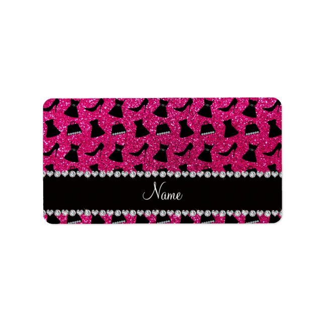 Étiquette Nom neon rose chaud parties scintillant hauts talo (Devant)