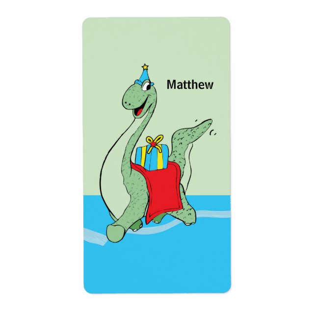 Étiquette Nom Personnalisé, Garçon, Dinosaure Anniversaire (Devant)
