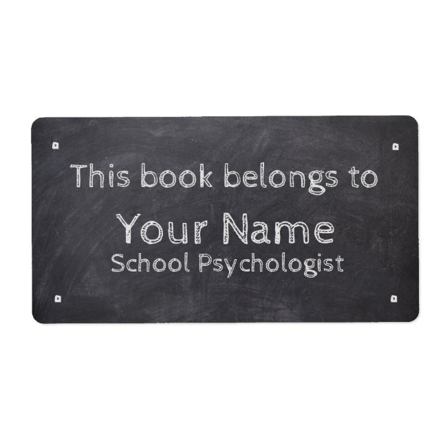 Étiquette Nom personnalisé Psychologue de l'école Chalkboard (Devant)