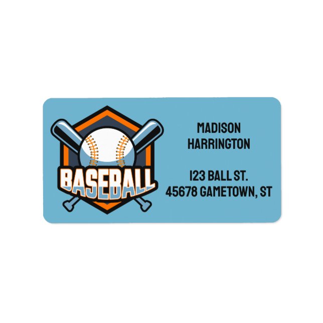 Étiquette Nom personnalisé, texte et couleur Baseball (Devant)
