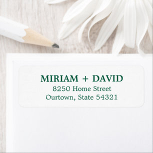 Étiquette Nom Serif Minimaliste Vert + Adresse de Retour