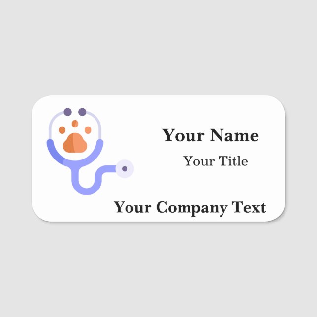 Étiquette nominative avec logo de vétérinaire text (Devant)