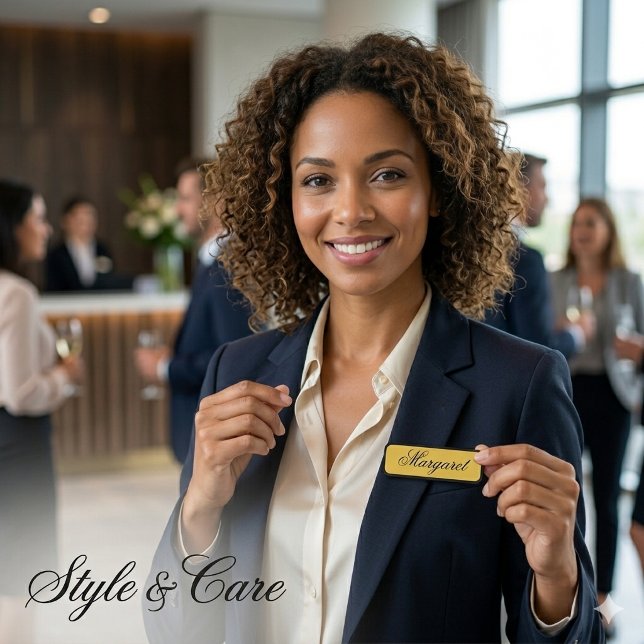 Étiquette nominative classique Black M Gold avec n (Black M Gold Classic Name Tag With Custom Name)