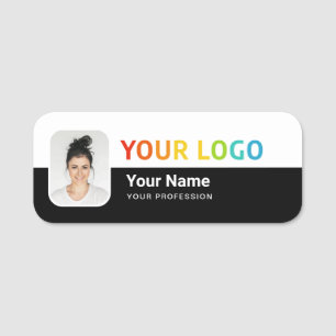 Étiquette nominative pour employé avec logo et pho