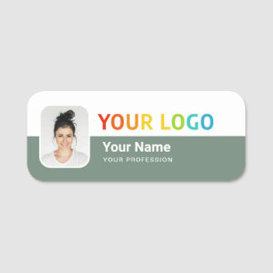 Étiquette nominative pour employé avec logo et pho