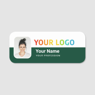 Étiquette nominative pour employé avec logo et pho