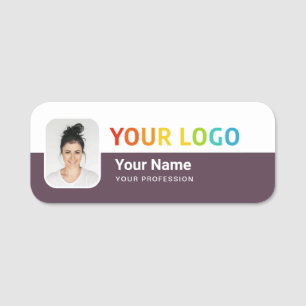 Étiquette nominative pour employé avec logo, photo