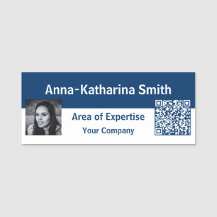 Étiquette nominative QR-code Image Classique Bleu