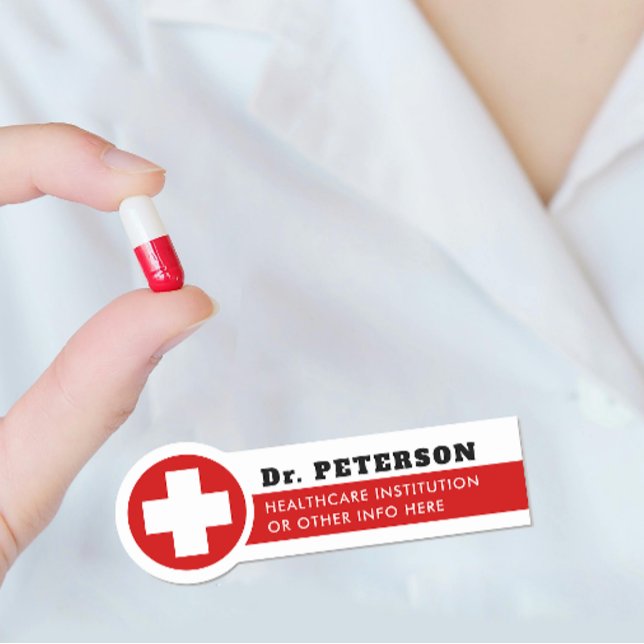Étiquette nominative simple infirmière de soins de (Créateur téléchargé)