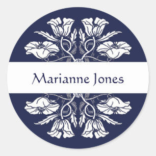 Étiquette nommé floral de Nouveau d'art vintage