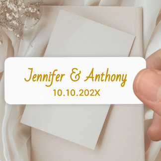 Étiquette Noms de Couple Modernes & Date de Mariage - Or