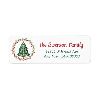 Étiquette Nordic Style Christmas Tree Wreath Return Adresse