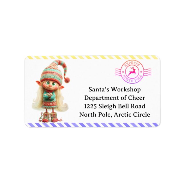 Étiquette North Pole Mail | Enchanted Elf (Devant)