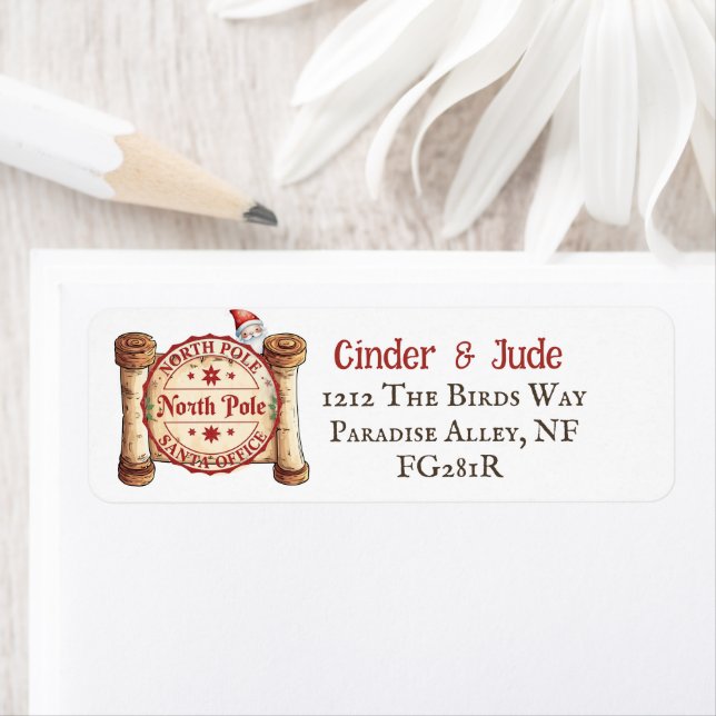 Étiquette North Pole Seal Santa Return Address Label (En situation)