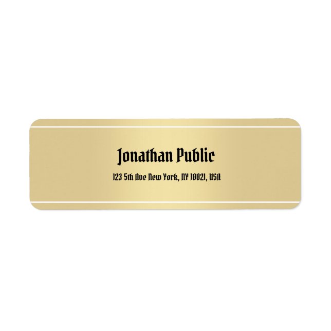 Étiquette Nostalgic Classic Calligraphie Texte Modèle Or (Devant)