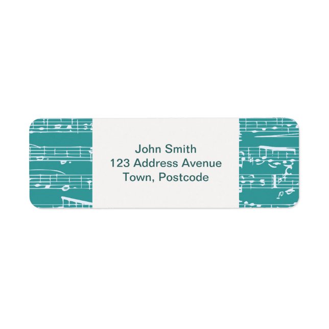 Étiquette Notes musicales Aqua Blue (Devant)