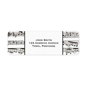Étiquette Notes musicales noires et blanches (petit texte)