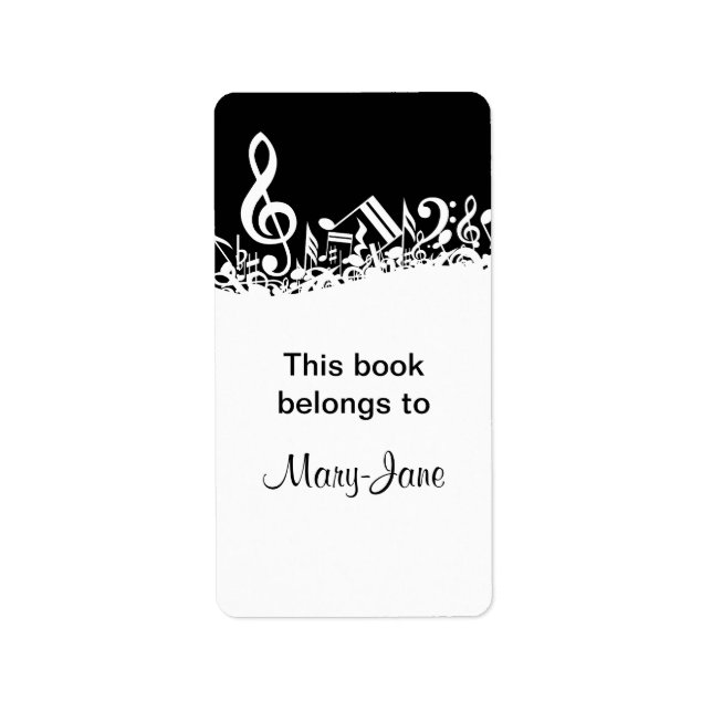 Étiquette Notes musicales personnalisées blanches mélangées  (Devant)