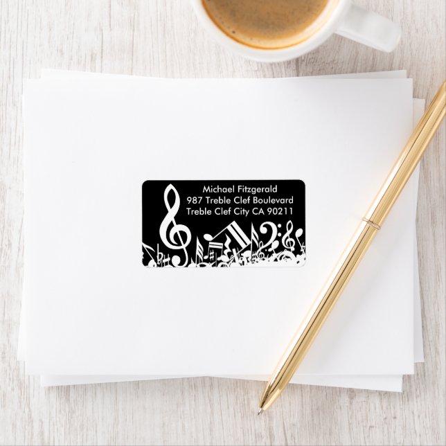 Étiquette Notes musicales personnalisées blanches mélangées  (En situation)