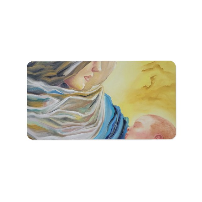 Étiquette Notre Dame du Silence tenant le bébé Jésus (Devant)