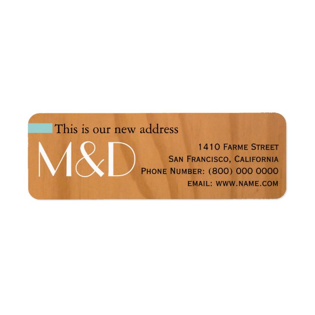 Étiquette notre nouvelle adresse, monogramme (Devant)