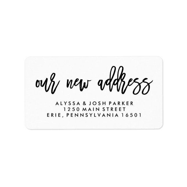 Étiquette Notre nouvelle adresse | Typographie moderne simpl (Devant)