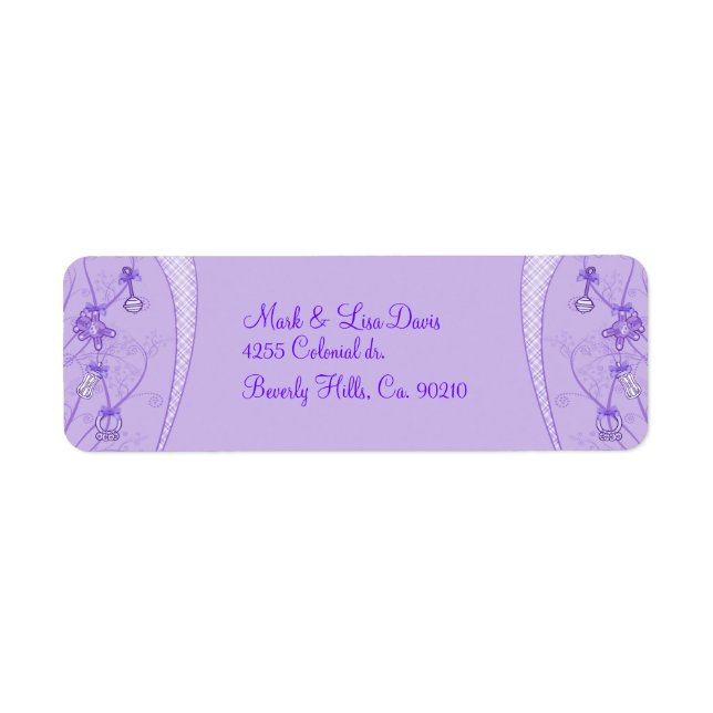 Étiquette Notre Nouvelle Ajout En Couleurs Violettes (Devant)