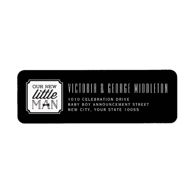 Étiquette Notre nouvelle petite annonce de naissance de garç (Devant)