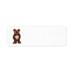 Étiquette Nounours avec Cupcake Rose