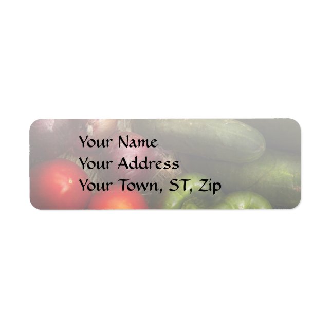 Étiquette Nourriture - Oignons, Tomates, Poivrons et Concomb (Devant)