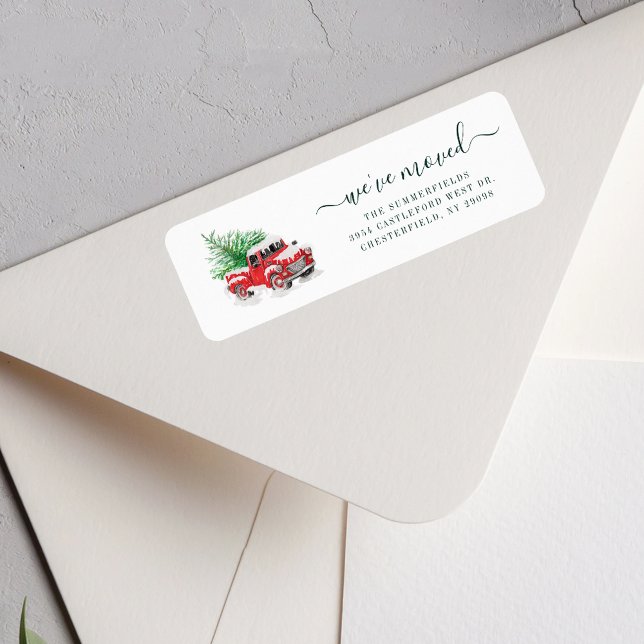 Étiquette Nous avons déménagé Adresse de retour pour les fêt (We've Moved Christmas Holiday Return Address Label)