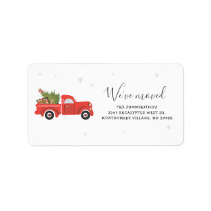 Étiquette Nous avons déménagé Noël Red Truck Adresse d'expéd