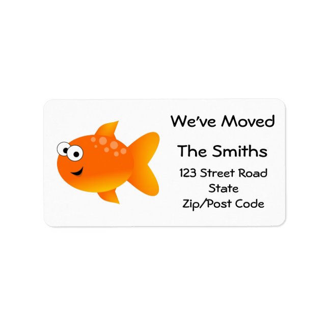 Étiquette Nous avons déménagé, Poisson rouge orange (Devant)