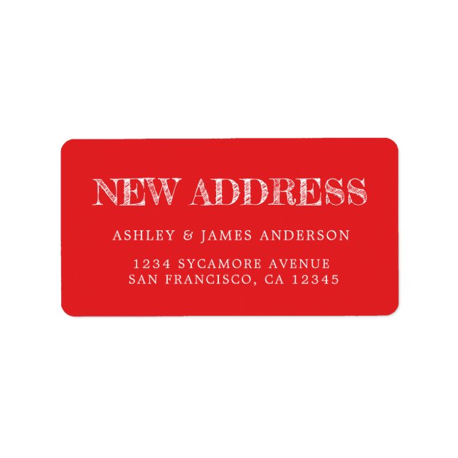 Étiquette Nous avons déplacé Bright Red New Address étiquett (Devant)