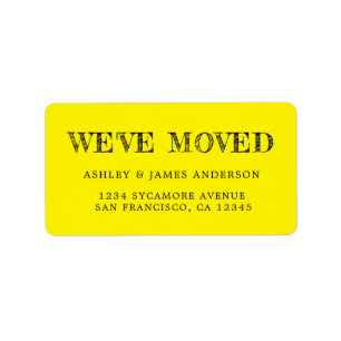 Étiquette Nous avons déplacé Bright Yellow New Address étiqu