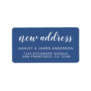 Étiquette Nous avons déplacé Classic Blue New Address étique