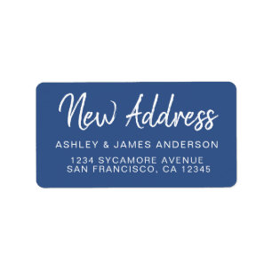 Étiquette Nous avons déplacé Classic Blue New Address étique
