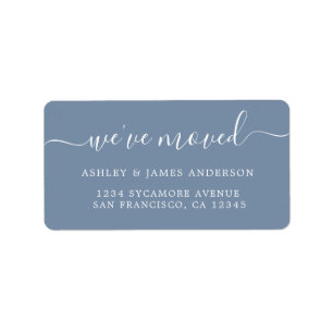 Étiquette Nous avons déplacé Denim Blue New Address étiquett