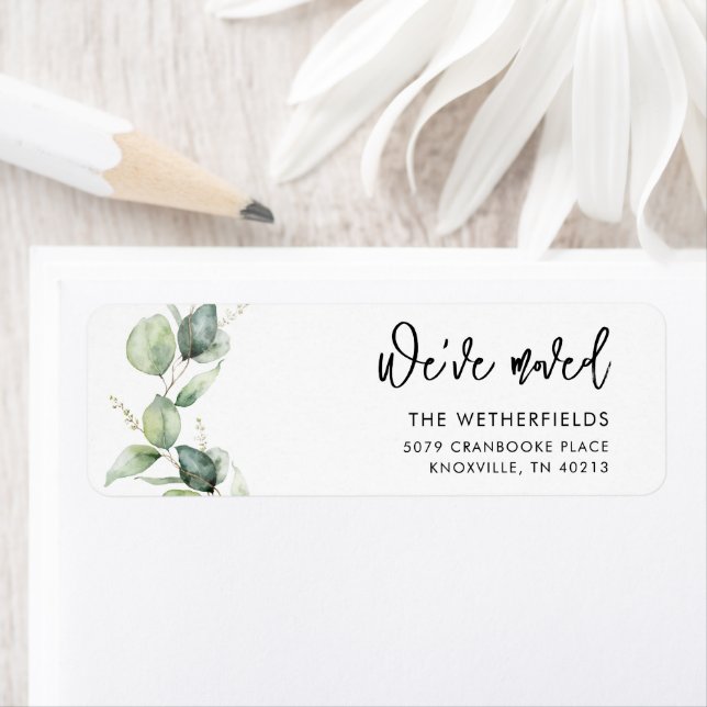 Étiquette Nous avons déplacé Eucalyptus Moving Adresse de re (En situation)