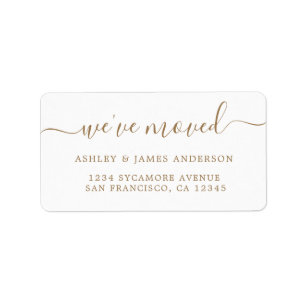 Étiquette Nous avons déplacé Gold Script Nouvelle adresse
