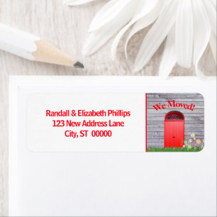 Étiquette Nous Avons Déplacé Les Fleurs Rouges Faire-part Do