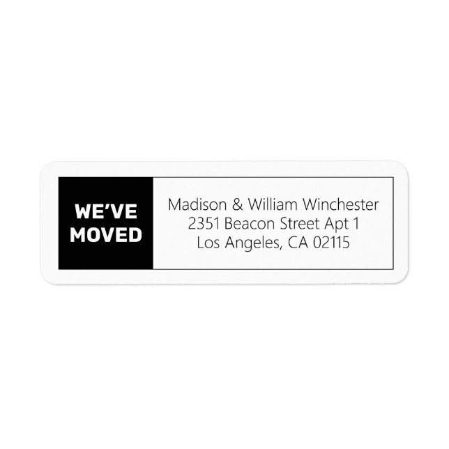 Étiquette Nous avons déplacé Minimalist bold black white fra (Devant)