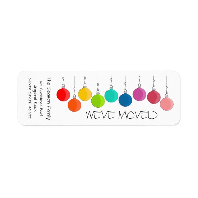 Étiquette Nous avons déplacé Rainbow Noël baubles (Devant)