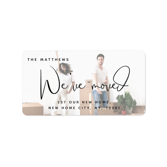 Étiquette Nous avons déplacé une nouvelle photo à la maison  (Devant)